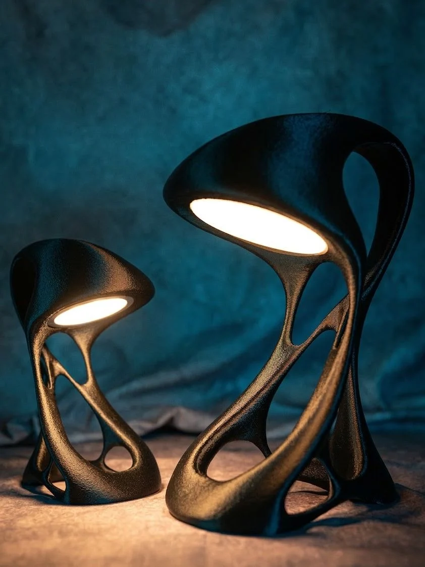 Lampe Spatiale Alien Organique — Structure organique sculptée en deux tailles, style alien